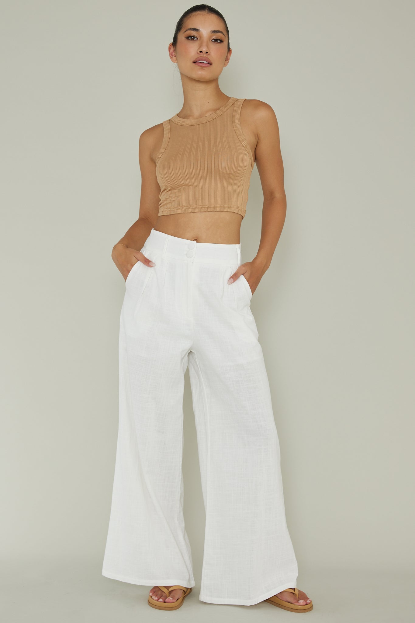 Seeker Ribbed Crop Top Chocolate