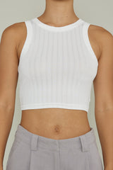 Seeker Ribbed Crop Top White