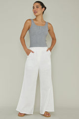 Recess Thick Strap Ribbed Top Grey
