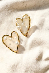 Hidden Treasures Heart Earrings Pearl