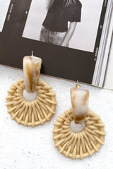 Zulu Faux Straw Earrings Beige