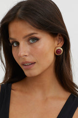 Misty Gold Dome Earrings Wine