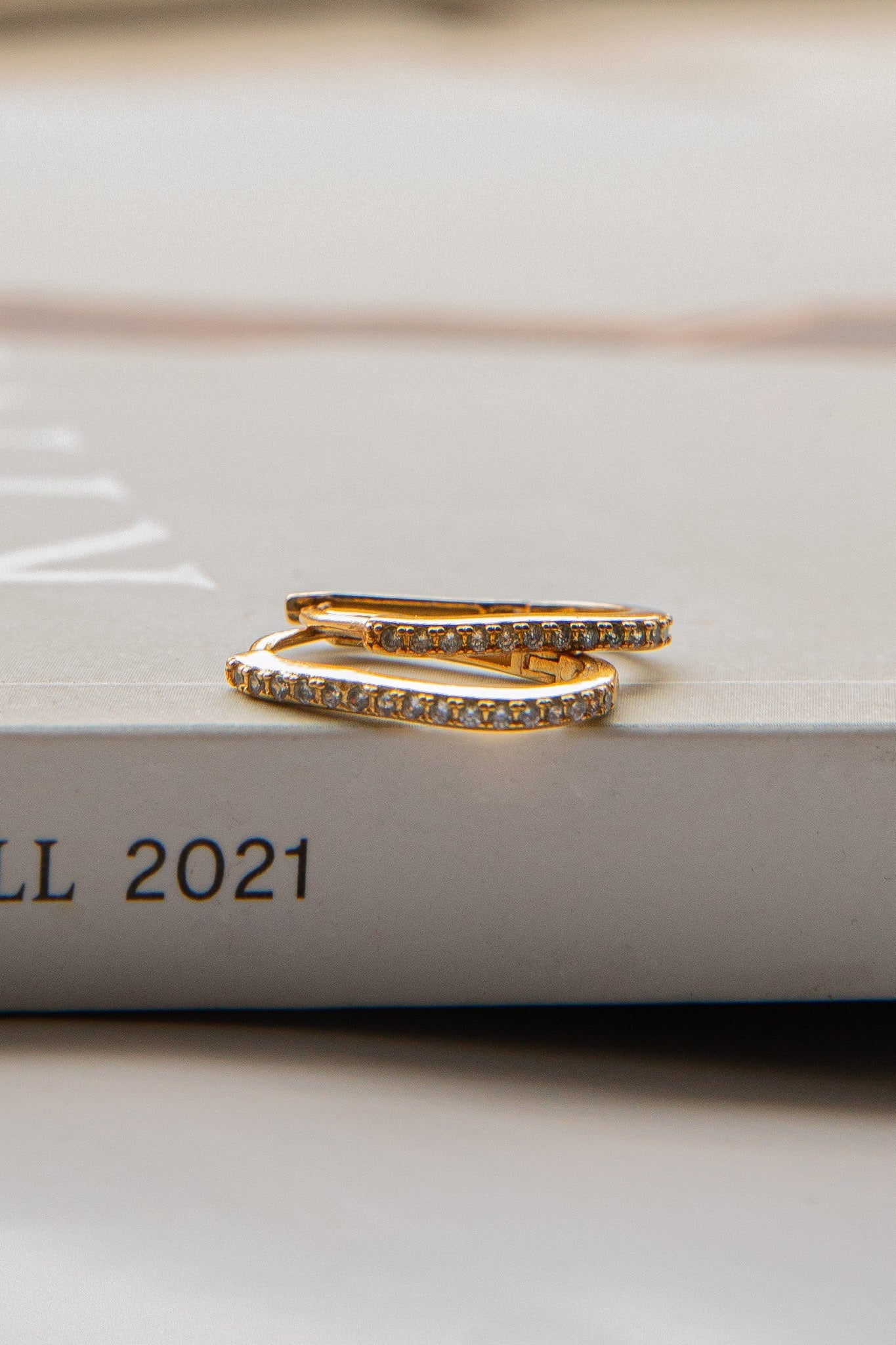 Ark Diamante Hoop Earrings Gold