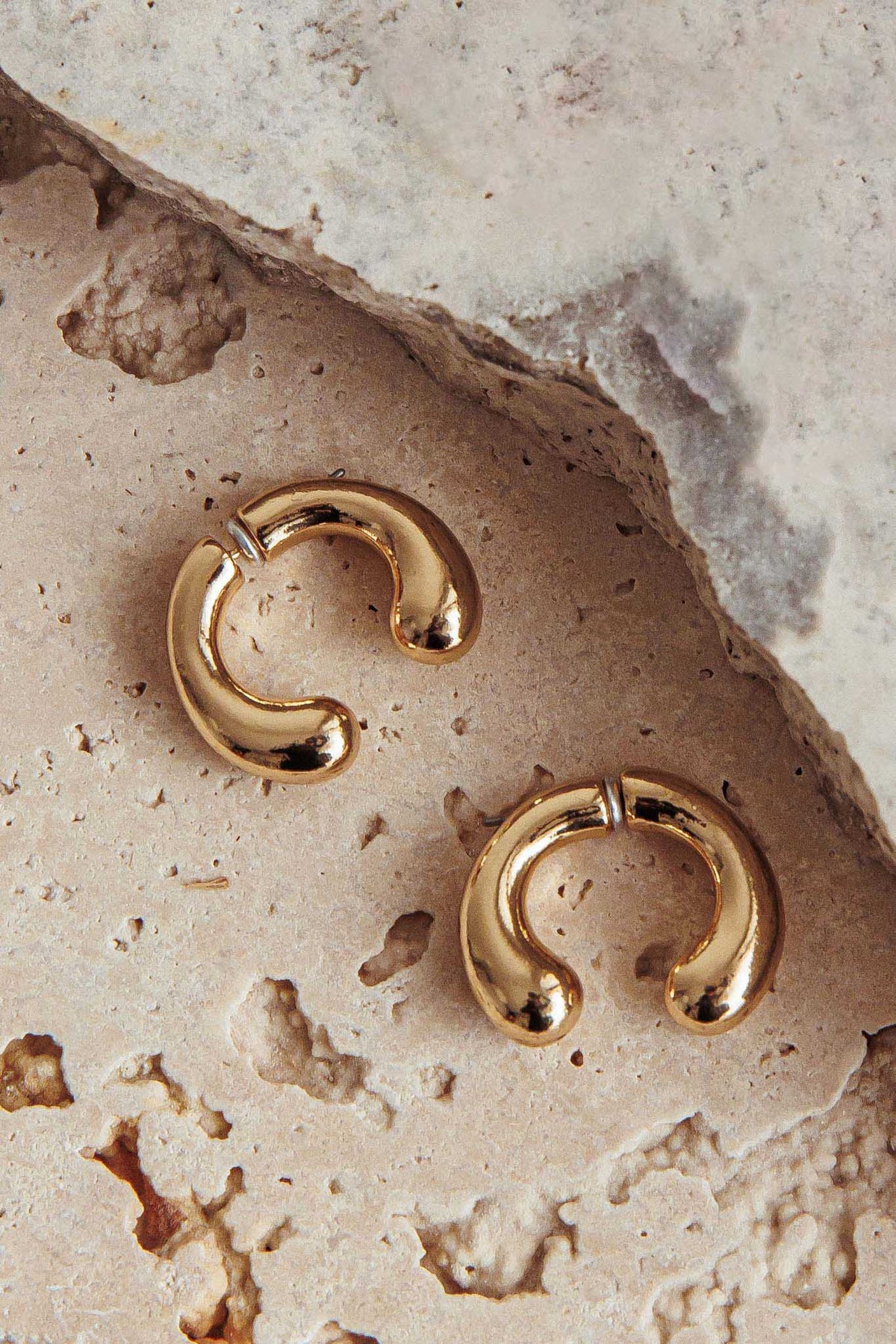 Chiara Half Hoop Stud Earrings Gold