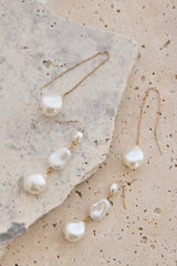 Ninette Faux Pearl Droplet Earrings Gold/Pearl