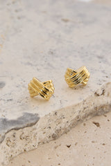 Miya Ridged Criss-Cross Earrings Gold