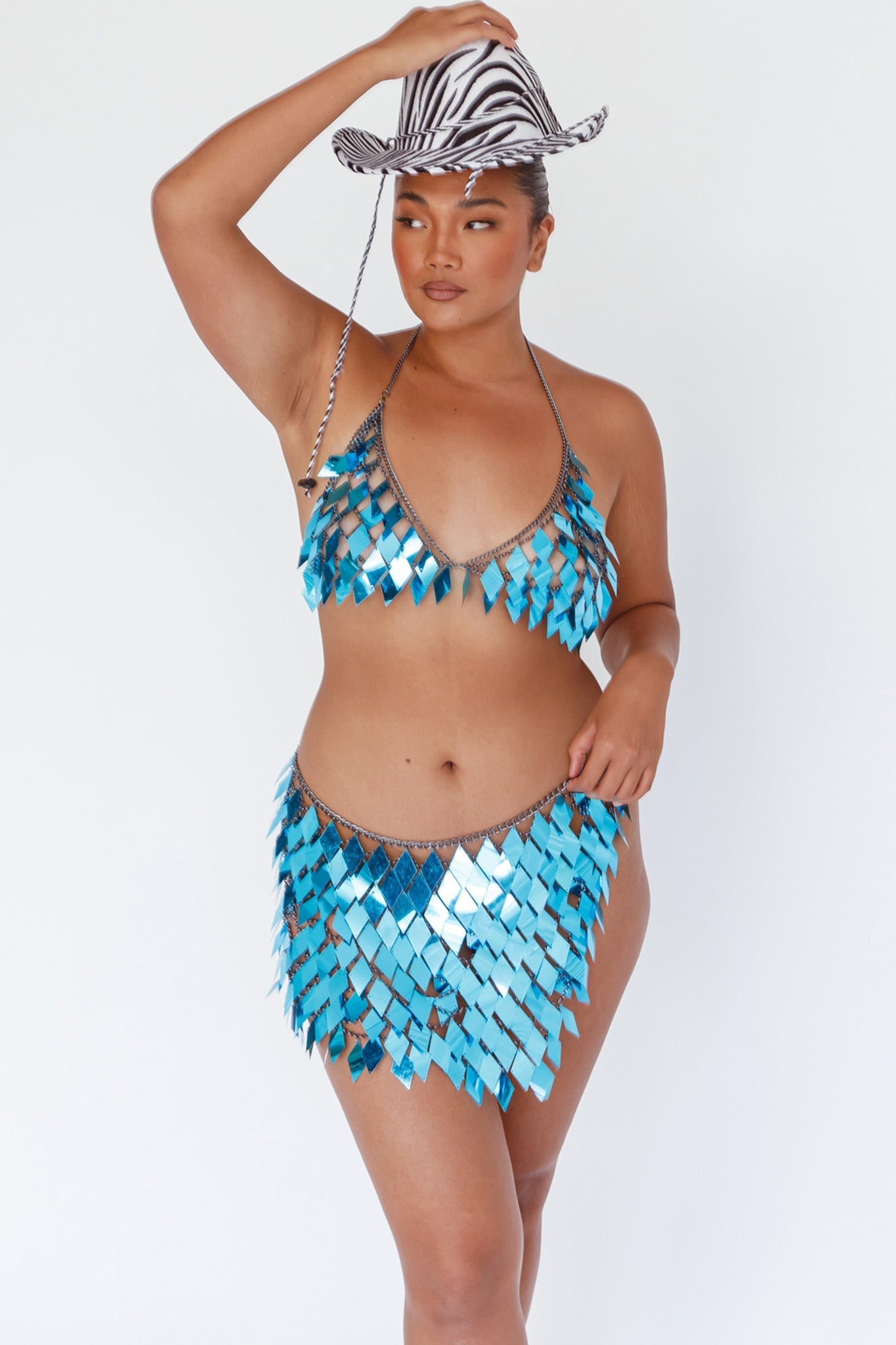 River Festival Shiny Sequins 2 Piece Set Blue
