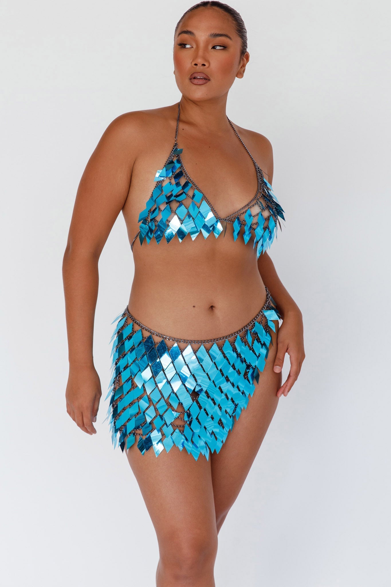 River Festival Shiny Sequins 2 Piece Set Blue
