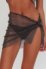 Shine On Diamante Mesh Mini Skirt Black