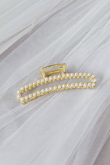 Ellie Pearl Square Claw Gold