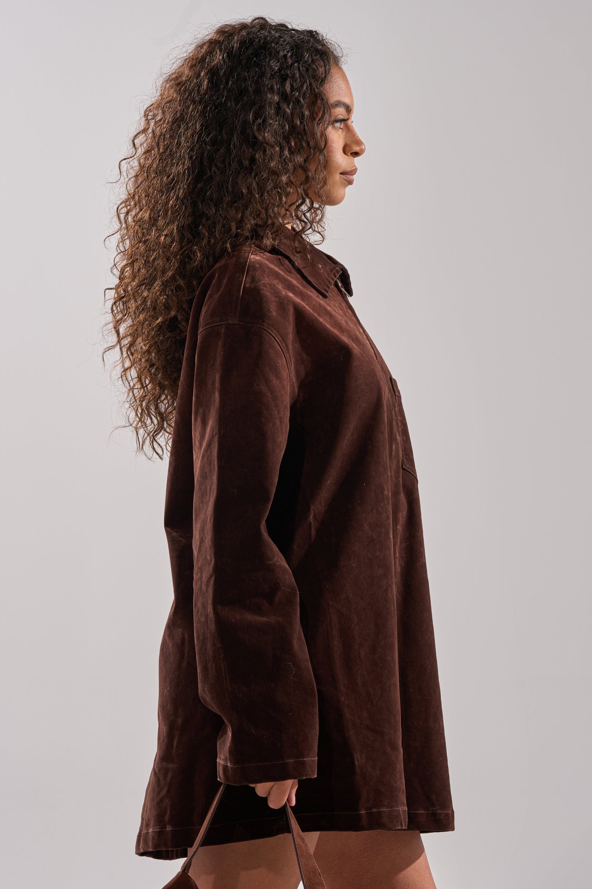 COOL GIRL OVERSIZED VELVET DENIM SHIRT DRESS