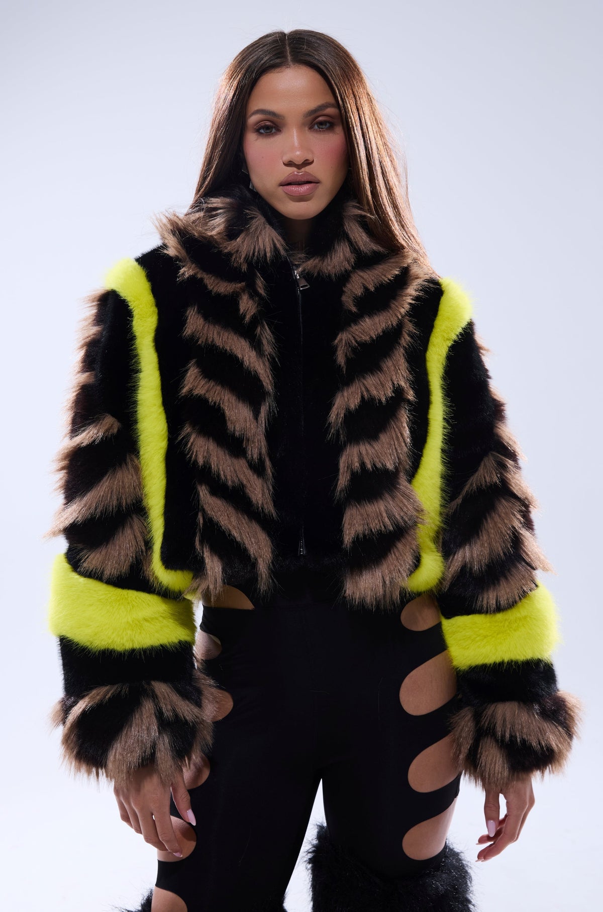 MISS ME WITH THAT PANELED FAUX FUR