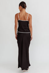 Only One Contrast Trim Maxi Skirt Black