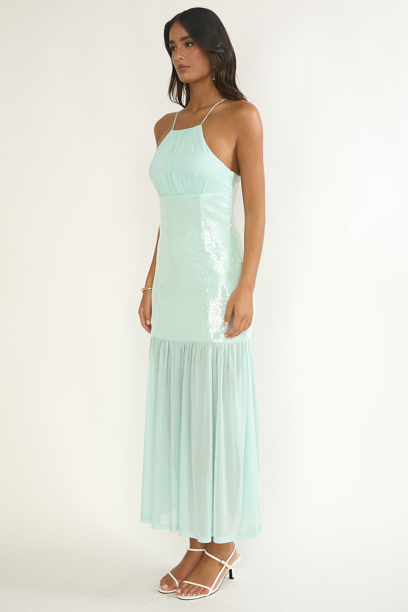 Wilma Sequin Bodice Maxi Dress Mint