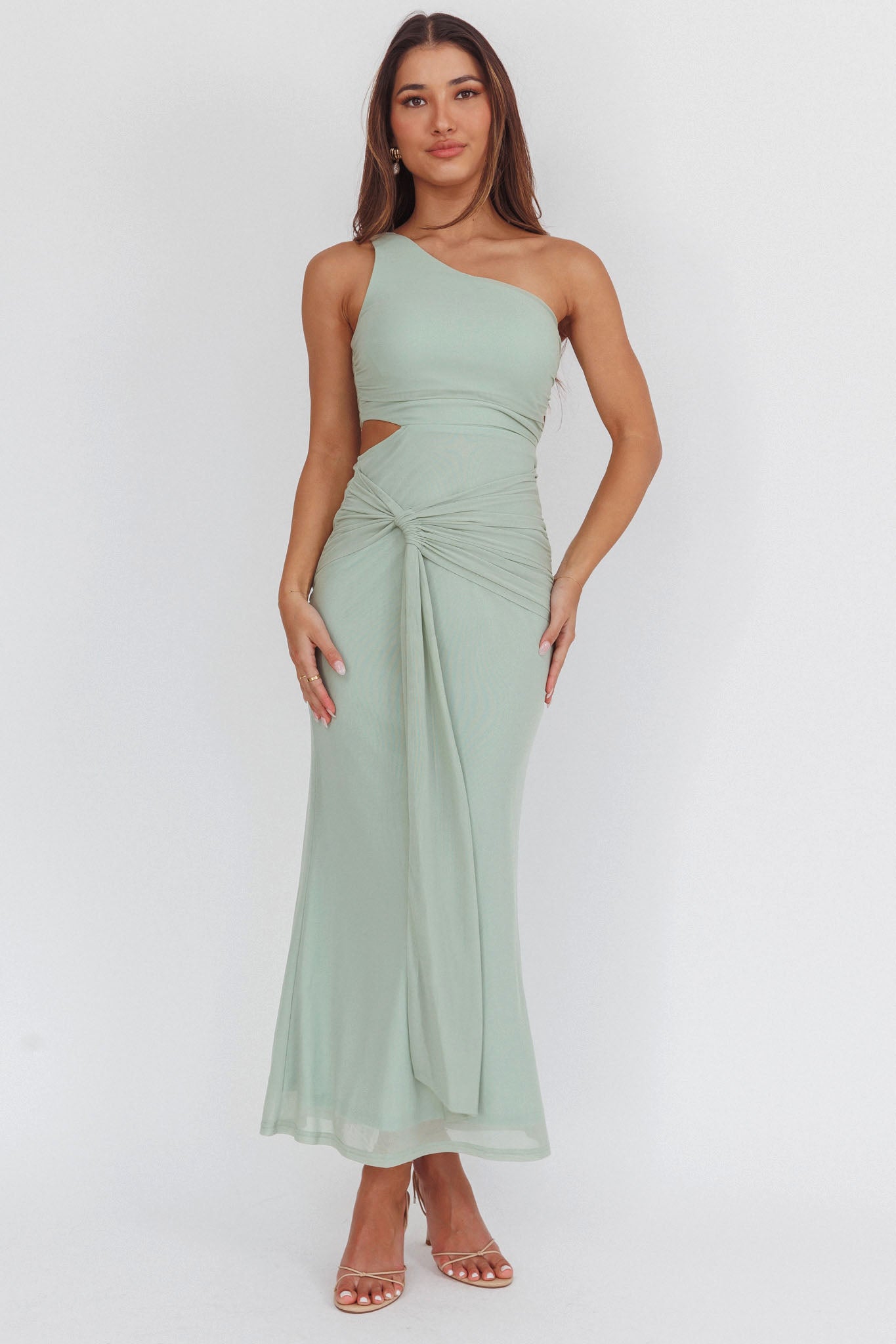 Luli One-Shoulder Cut-Out Maxi Dress Sage