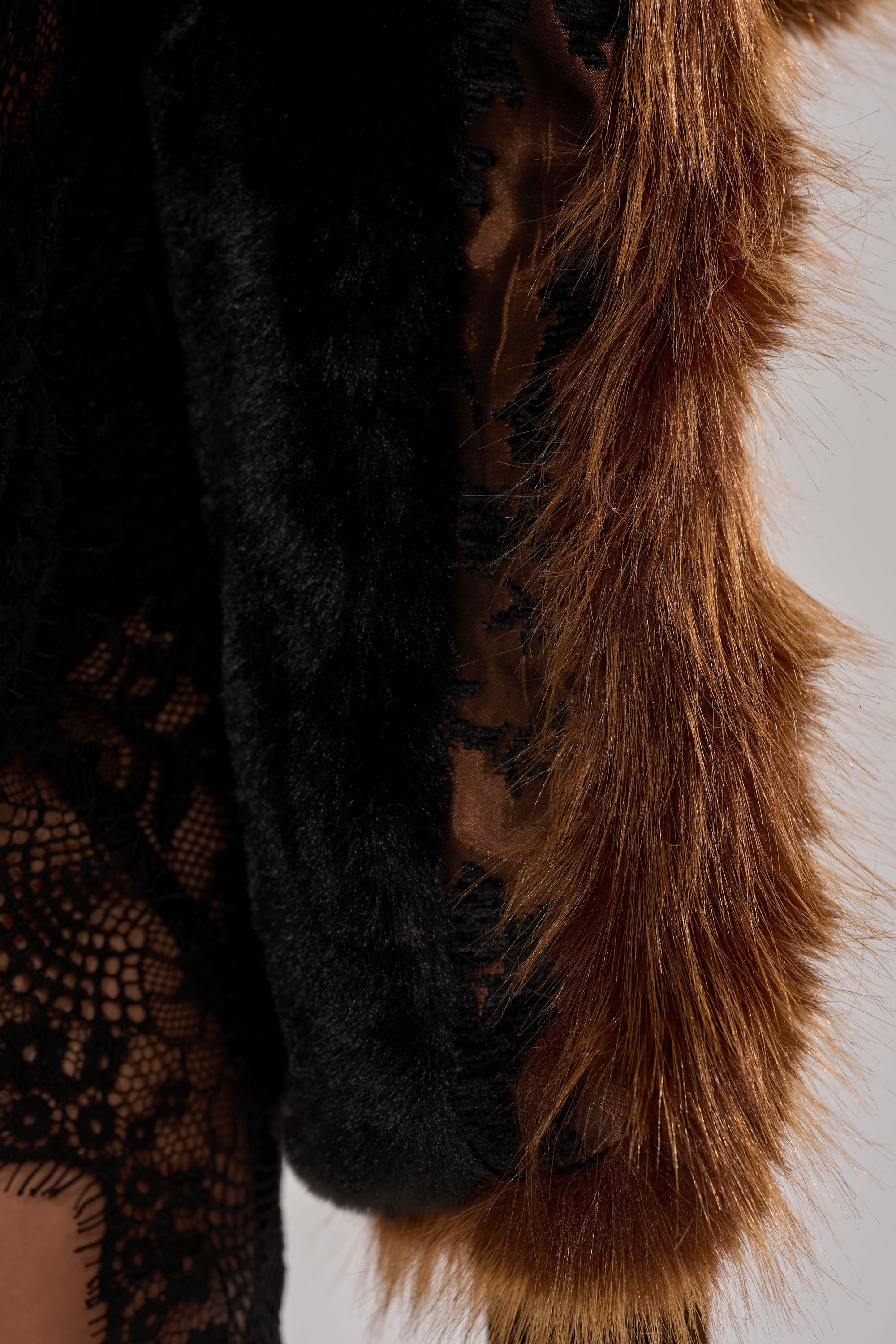 KENZY FUR TRIM MOTO IN JACQUARD