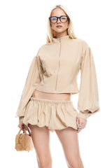 LIONESS Eclipse Mini Short Beige Plaid