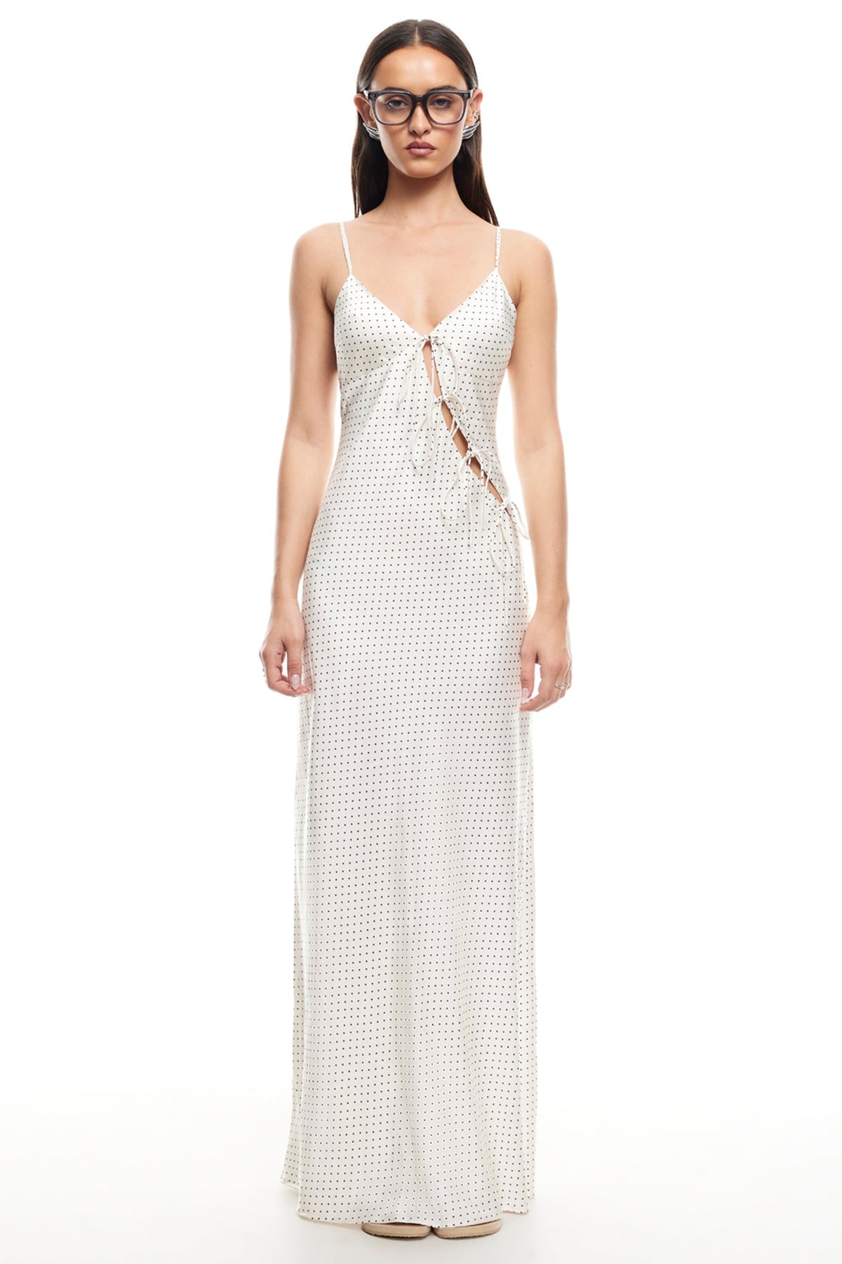 LIONESS About A Girl Maxi Dress Porcelain Polka