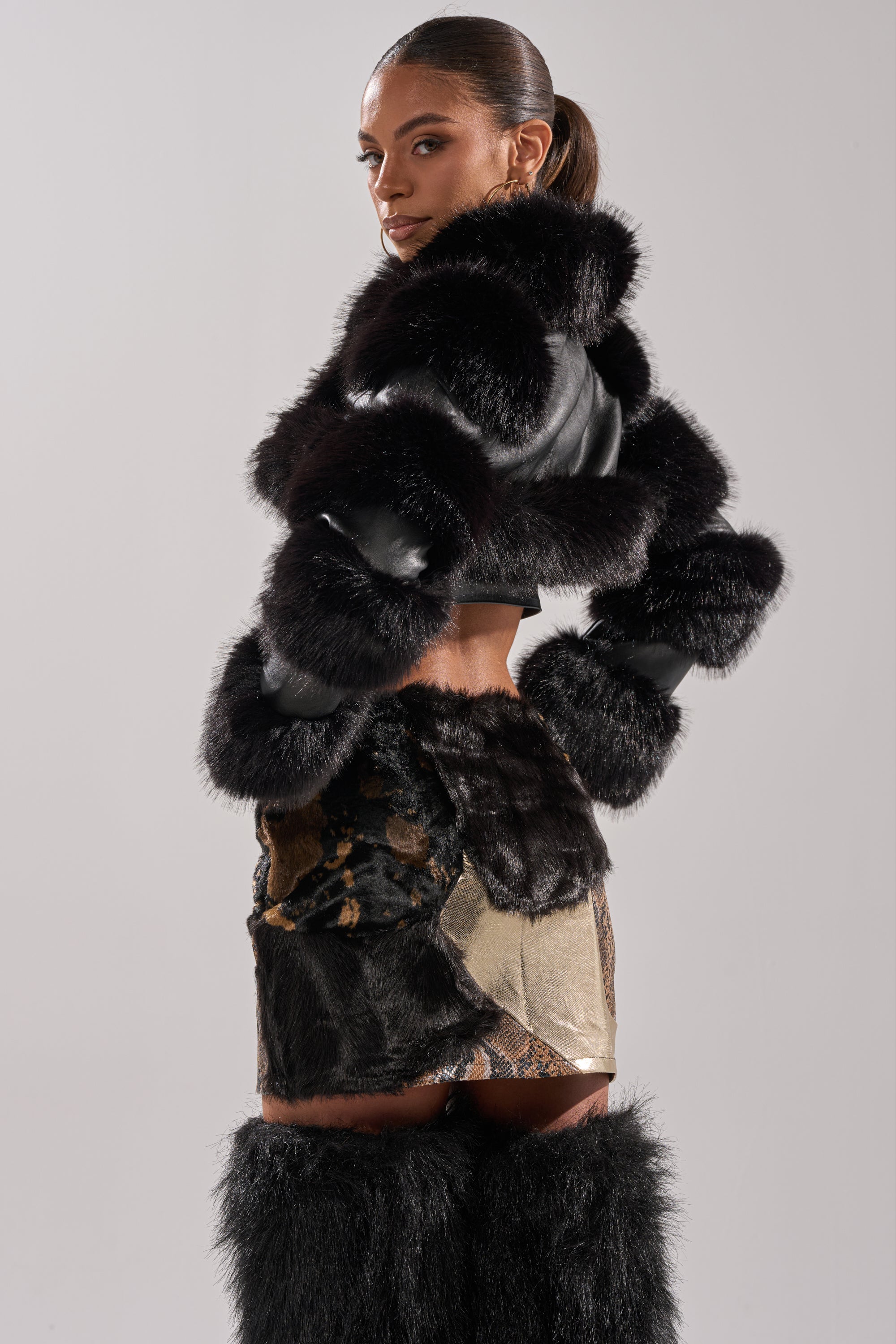 LOVERGIRL ULTRA CROP FUR TRIM MOTO