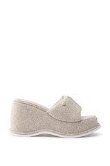 ��AZALEA WANG NATHALIA BEIGE NOVELTY FLATFORM SANDAL