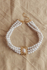 Tamra Squoval Pendant Necklace Gold Pearl