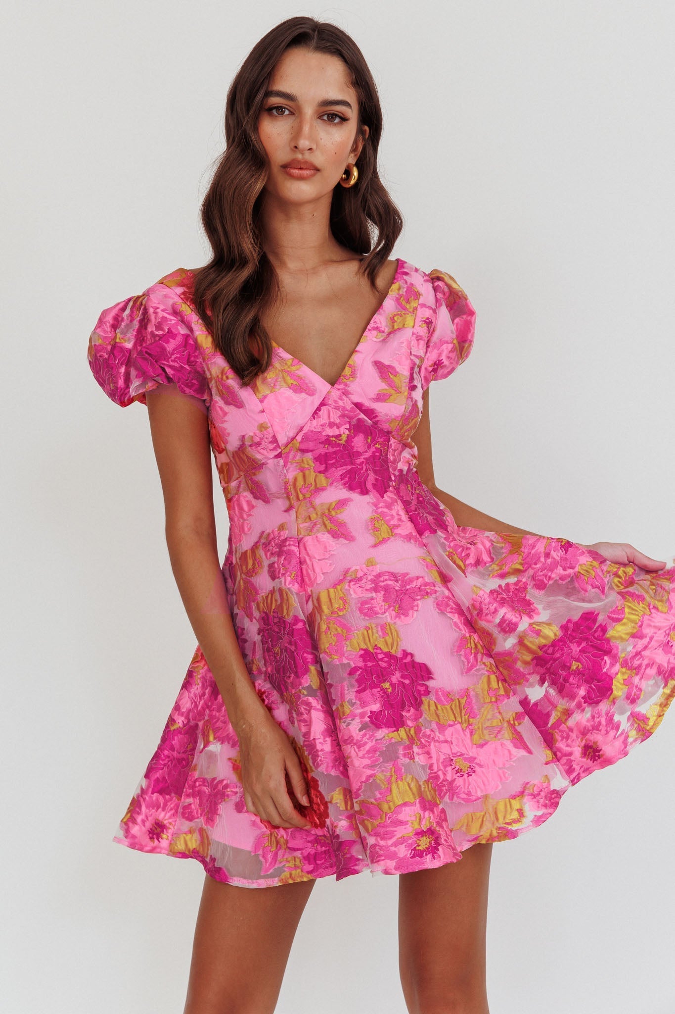 Perfect Match Puff Sleeve Low Back Mini Dress Pink