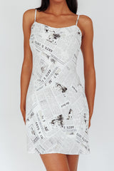 Manifest It Cami Strap Mini Dress Print Off White