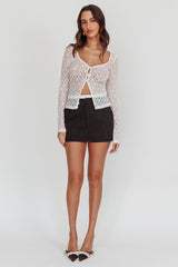 Rhian Pinstripe Double Waistband Skort Black White