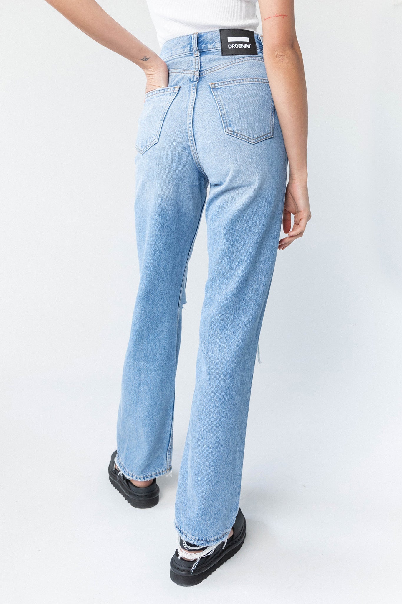 DR DENIM Echo Jeans Empress Sky Blue Rip
