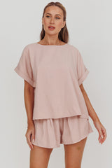 Yuna Pleat Back Boxy Tee Blush