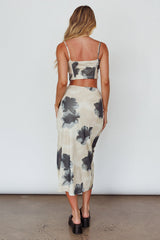 Miss You Midi Skirt Floral Cream