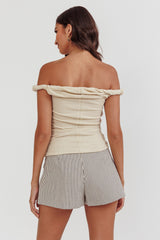 Teri Rolled Off-Shoulder Top Oat
