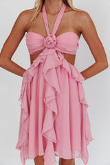 Santiago Cut-Out Ruffle Mini Dress Blush