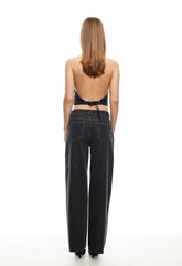 LIONESS Je Suis Halter Top Charcoal