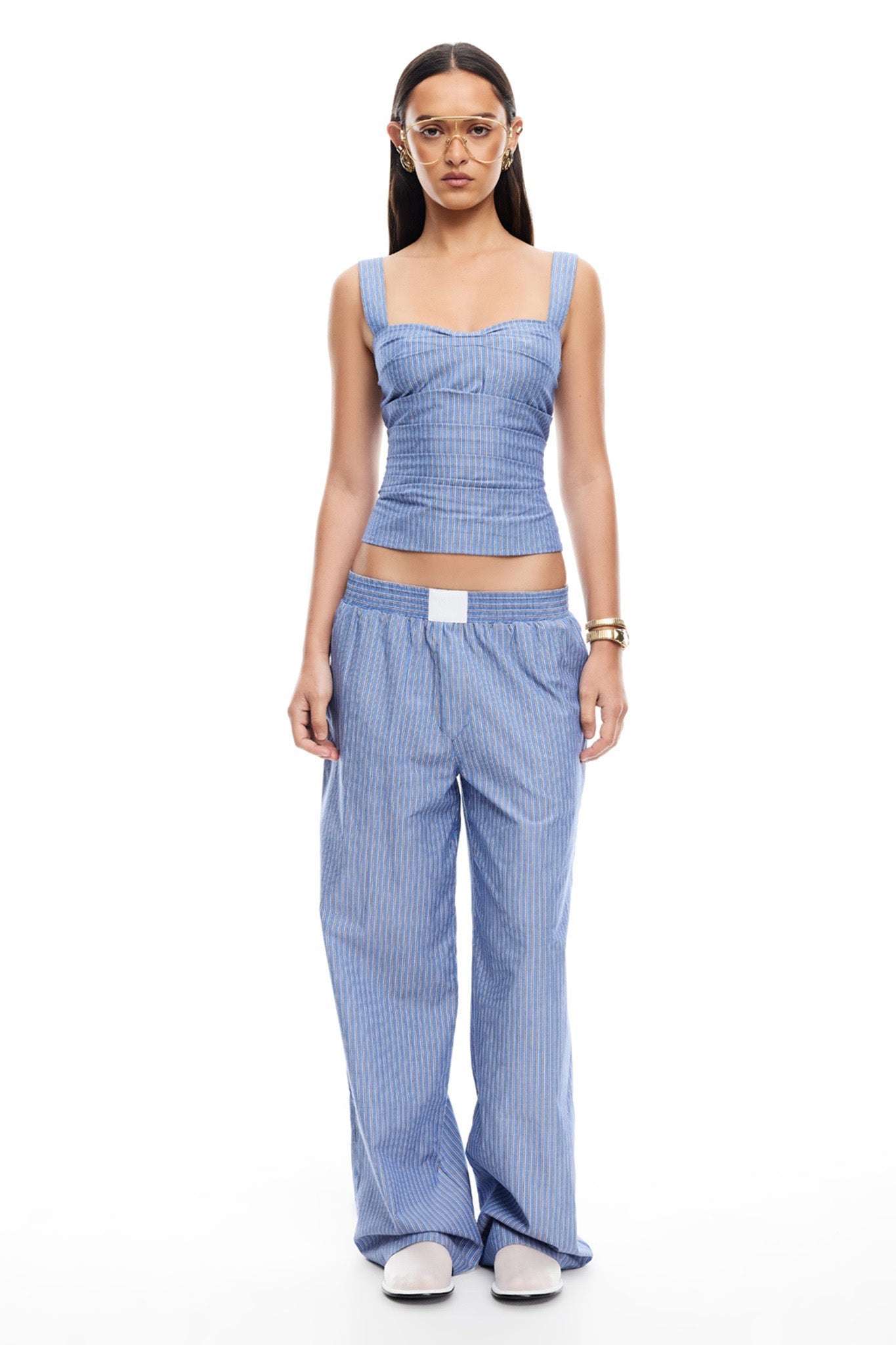 LIONESS Cobain Pants Navy Stripe