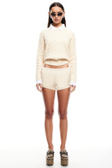 LIONESS Costal Cable Knit Sweater Cream