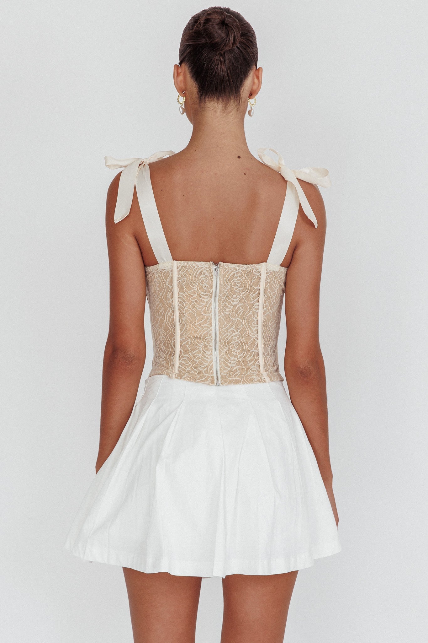 Odila Bow Shoulder Corset Top Champagne