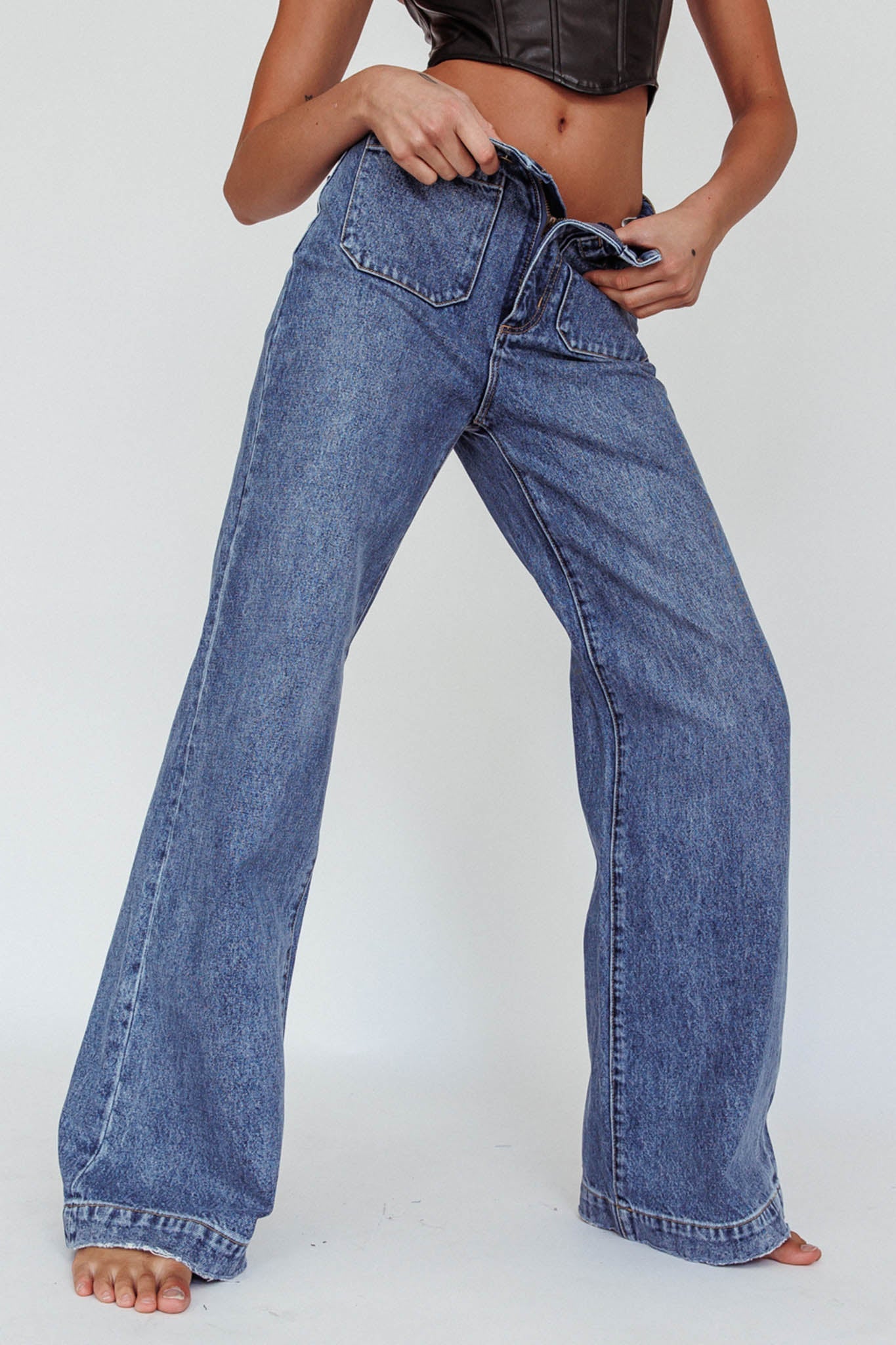 ROLLA'S Sailor Jean Long Janet Recycled Mid Vintage Blue