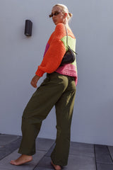Starting Line Low Rise Wide Leg Pants Olive