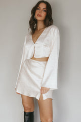 Winona Satin Jacquard Mini Skirt Cream