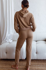 Glow Getter Elasticated Waist Embroidery Logo Jogger Pants Beige