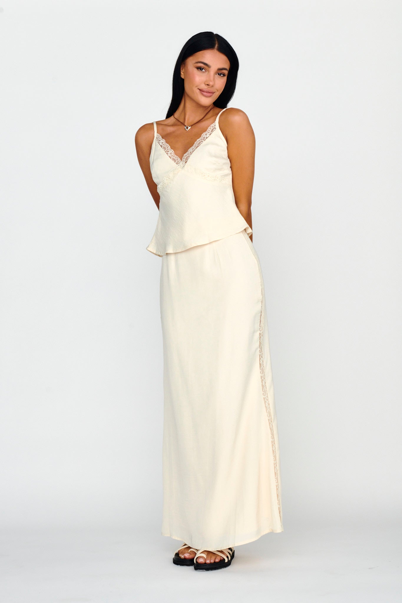 Pammy Lace Trim Top Oyster