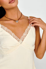 Pammy Lace Trim Top Oyster