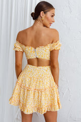 Run The World Off-Shoulder Mini Dress Floral Yellow