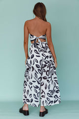 Randi Wide Leg Pants Leaf Print Black