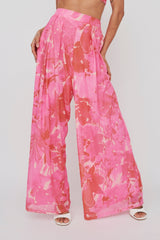 Tammi Wide Leg Pants Print Blush