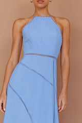 Felini Criss-Cross Back Flounce Midi Dress Blue