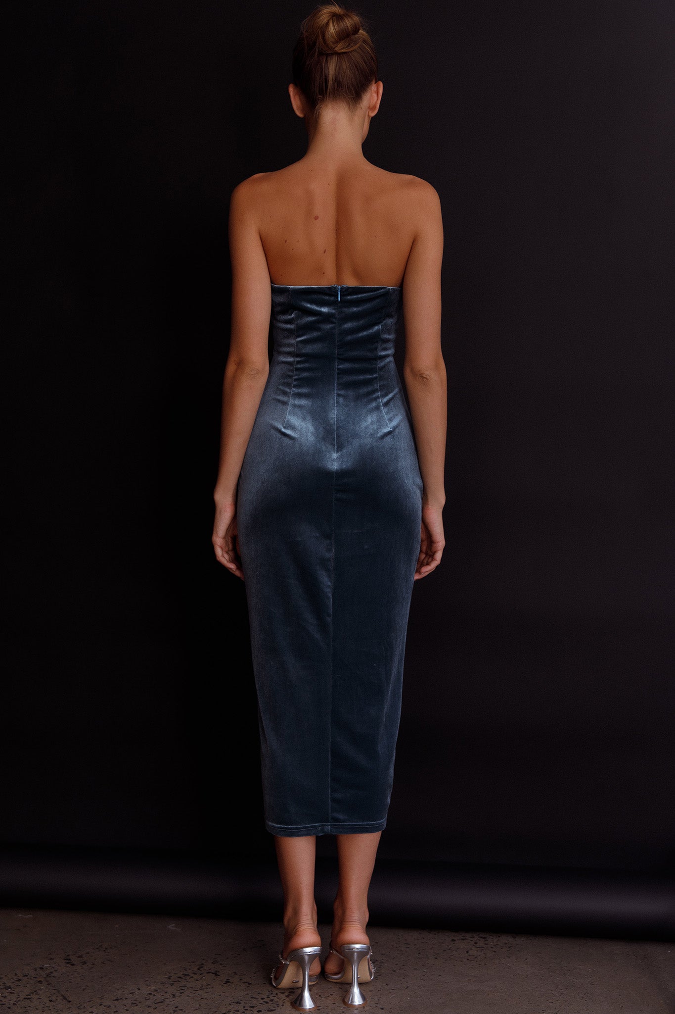 Must Be Fate Velvet Midi Dress Blue