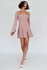 Kieran Long Sleeve A-Line Mini Dress Blush