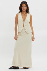 Philomena Button Vest Top Oat